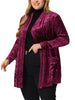Velvet H Line Collarless Long Sleeve Cardigan