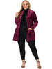 Velvet H Line Collarless Long Sleeve Cardigan
