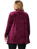 Velvet H Line Collarless Long Sleeve Cardigan