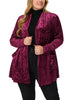 Velvet H Line Collarless Long Sleeve Cardigan