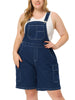 Plus Size Denim Overall for Women Contrast Stitch Cargo Pocket Adjustable Strap Jeans Pants