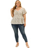 Woven X Line Calico Sweetheart Neck Double Layers Top