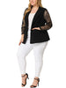 Plus Size Work Notch Lapel Lace Front Blazer Jackets