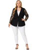 Plus Size Work Notch Lapel Lace Front Blazer Jackets
