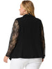 Plus Size Work Notch Lapel Lace Front Blazer Jackets