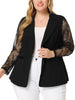 Plus Size Work Notch Lapel Lace Front Blazer Jackets
