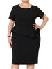 H Line Knit Round Neck Short Sleeve Sheath Dress