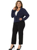Knit H Line Notched Lapel Long Sleeve Crop blazer