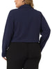 Knit H Line Notched Lapel Long Sleeve Crop blazer
