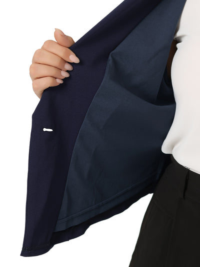 Knit H Line Notched Lapel Long Sleeve Crop blazer