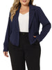 Knit H Line Notched Lapel Long Sleeve Crop blazer