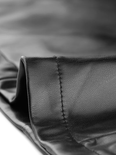 Plus Size Faux Leather X Line Notched Lapel Sleeveless Jacket Vest