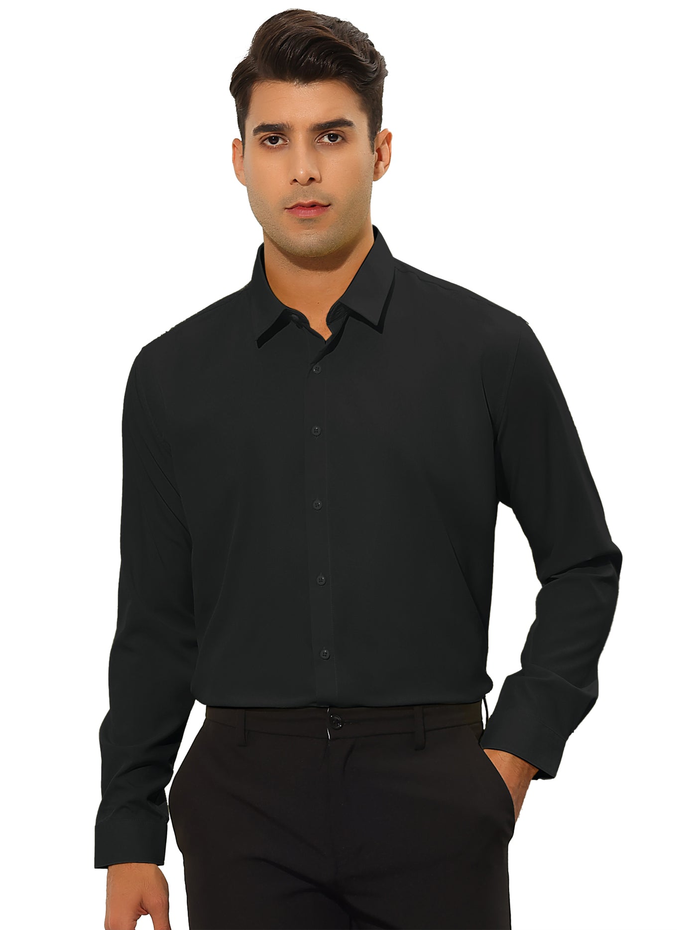 Bublédon Men's Solid Tuxedo Long Sleeves Button Down Office Business Dress Shirts