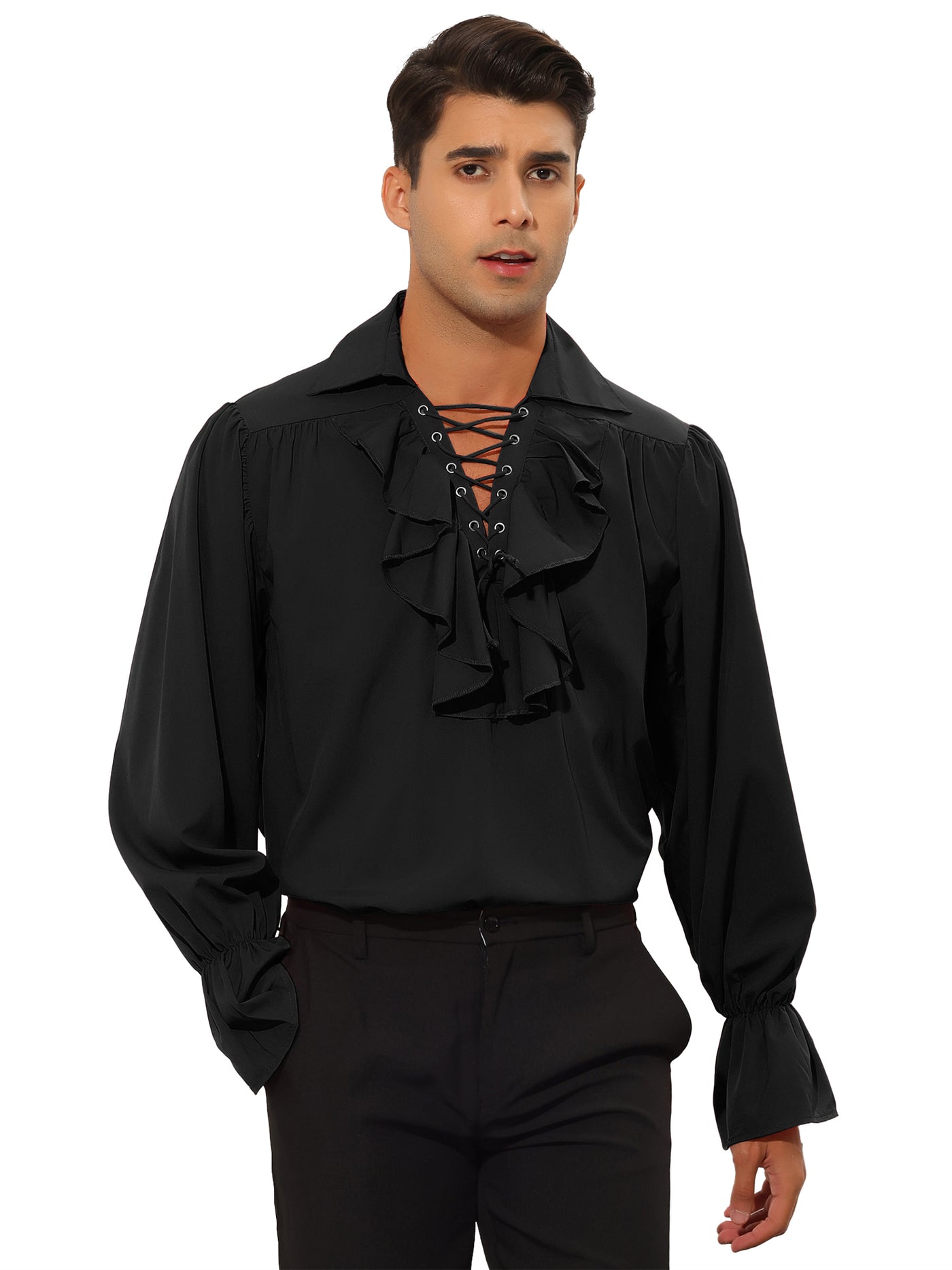 Bublédon Victorian Ruffle Long Sleeves Vintage Gothic Costume Shirts