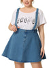 A Line Denim Elastic Back Suspender Skirt