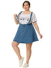 A Line Denim Elastic Back Suspender Skirt