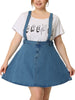 A Line Denim Elastic Back Suspender Skirt