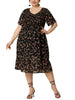 X Line V Neck Midi Floral Ruffle Hem Dress