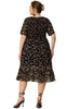 X Line V Neck Midi Floral Ruffle Hem Dress