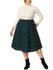 A Line Below The Knee Woven Tartan Flare Skirt