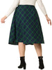 A Line Below The Knee Woven Tartan Flare Skirt