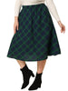 A Line Below The Knee Woven Tartan Flare Skirt