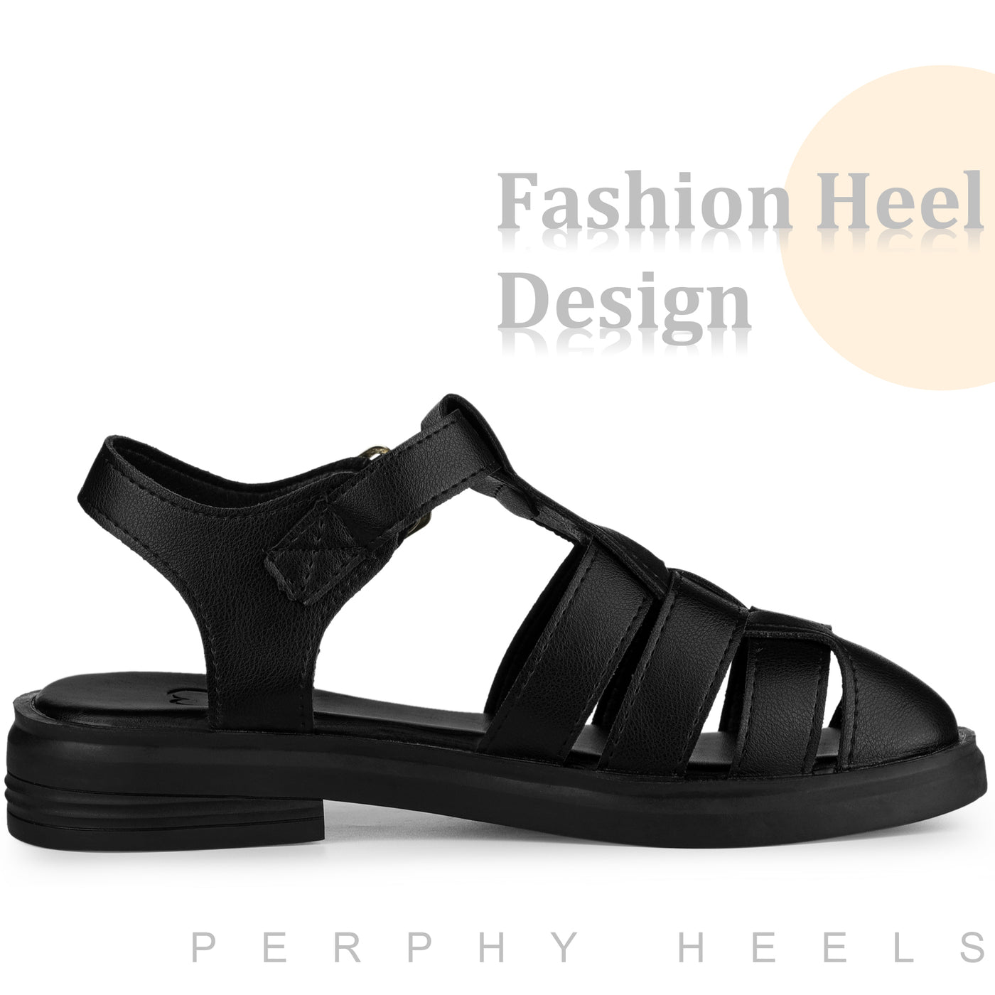 Bublédon Perphy Gladiator Strappy Sandals Round Toe Flat Sandal for Women