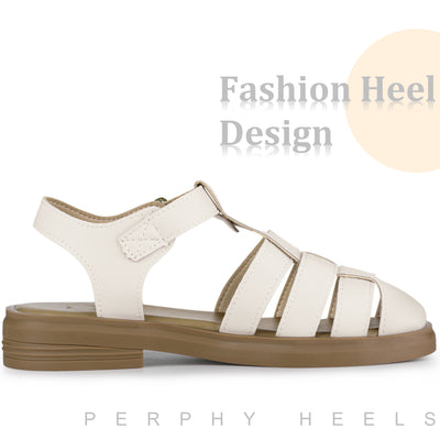 Perphy Gladiator Strappy Sandals Round Toe Flat Sandal for Women