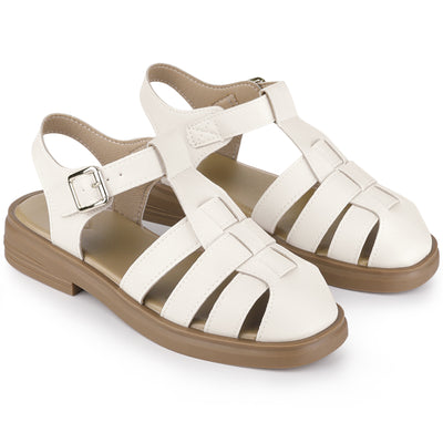 Perphy Gladiator Strappy Sandals Round Toe Flat Sandal for Women