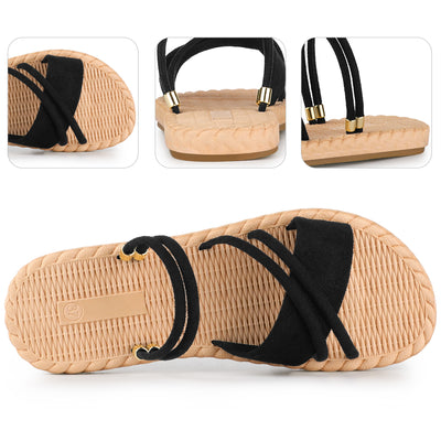Perphy Open Toe Strappy Sandals Slingback Flat Sandal for Women
