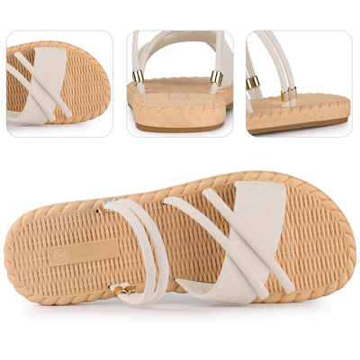Perphy Open Toe Strappy Sandals Slingback Flat Sandal for Women