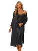 Satin Lace Trim Long Sleeve Dressing Gown Bathrobe Bridesmaid Wedding Bride Robe Nightgown Sets