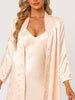 Satin Lace Trim Long Sleeve Dressing Gown Bathrobe Bridesmaid Wedding Bride Robe Nightgown Sets