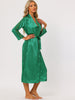 Satin Lace Trim Long Sleeve Dressing Gown Bathrobe Bridesmaid Wedding Bride Robe Nightgown Sets