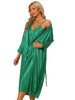 Satin Lace Trim Long Sleeve Dressing Gown Bathrobe Bridesmaid Wedding Bride Robe Nightgown Sets