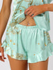 Womens Satin Lounge Floral Cami Tops with Shorts Ruffled Sleepwear Pajamas Sets