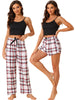 Womens 3Pjs Sleepwear Cute Print Cami with Shorts Loungewear Pants Pajama Set