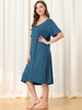 Womens Short Sleeve Nightshirt Button Down Nightgown Sleepwear Pajama Dress