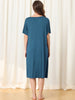Womens Short Sleeve Nightshirt Button Down Nightgown Sleepwear Pajama Dress