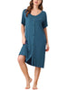 Womens Short Sleeve Nightshirt Button Down Nightgown Sleepwear Pajama Dress
