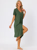 Womens Short Sleeve Nightshirt Button Down Nightgown Sleepwear Pajama Dress