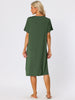 Womens Short Sleeve Nightshirt Button Down Nightgown Sleepwear Pajama Dress