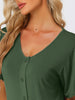 Womens Short Sleeve Nightshirt Button Down Nightgown Sleepwear Pajama Dress