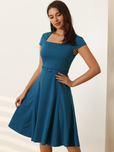 Women's 1950s Dress Square Neck Fit and Flare Dresses