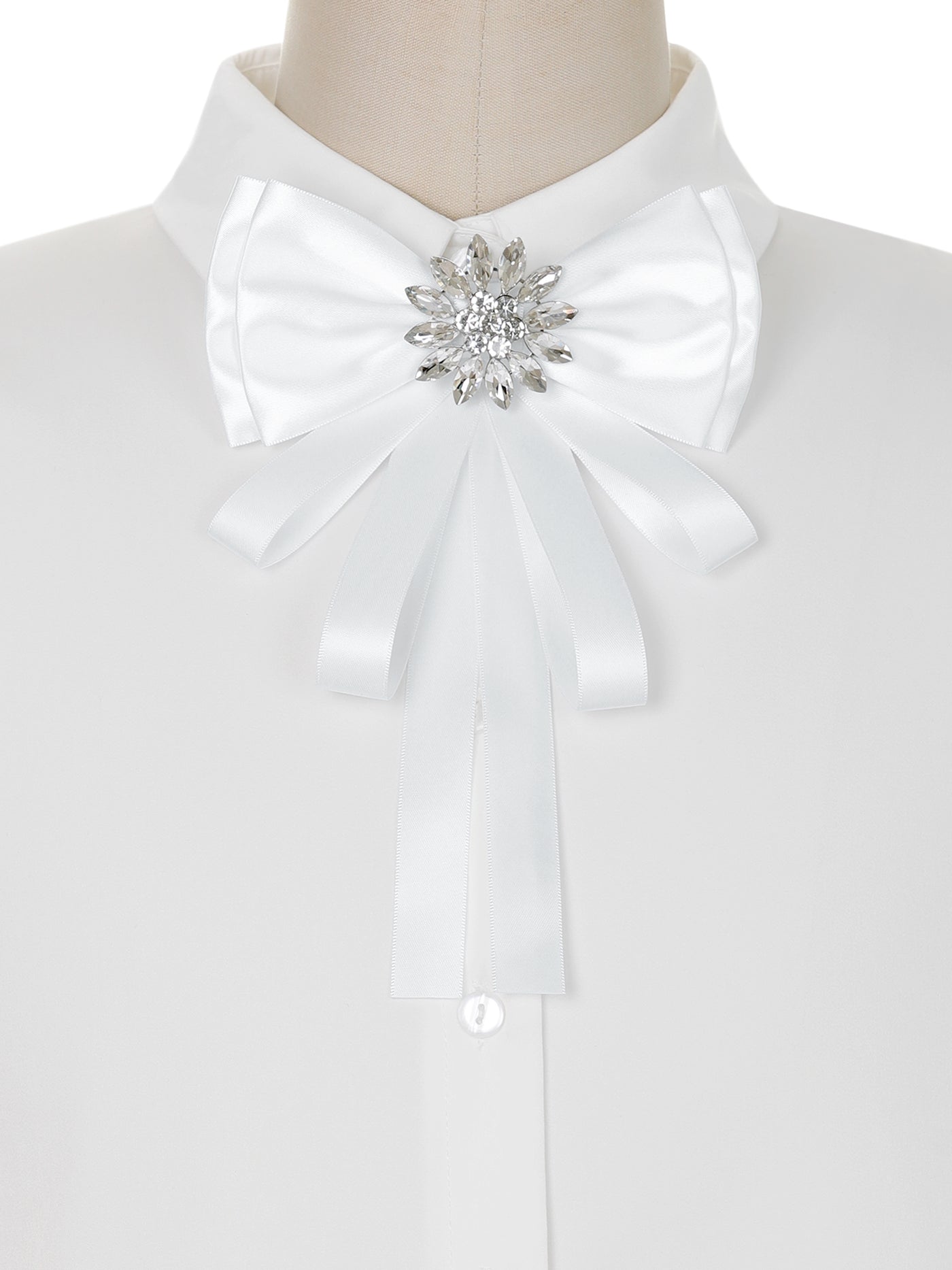 Bublédon Women's Prom Bowknot Rhinestone Shirt Dress Collar Neck Tie Brooch