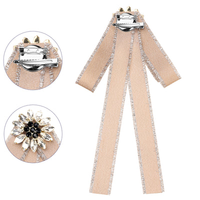 Women's Pre-Tied Neck Ribbon Elegant Bowknot Pin Bow Tie Brooches