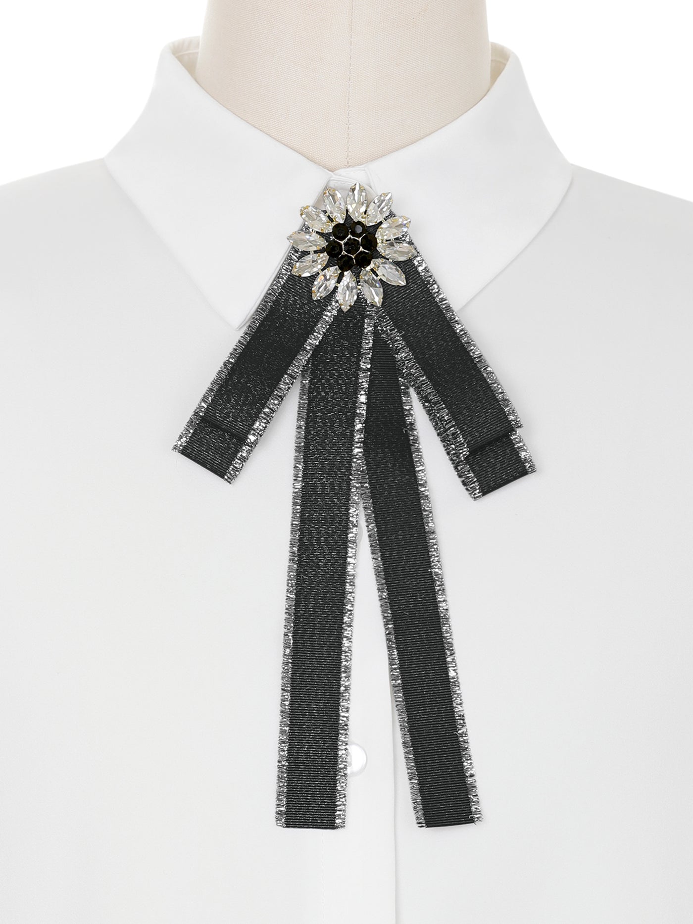 Bublédon Women's Pre-Tied Neck Ribbon Elegant Bowknot Pin Bow Tie Brooches