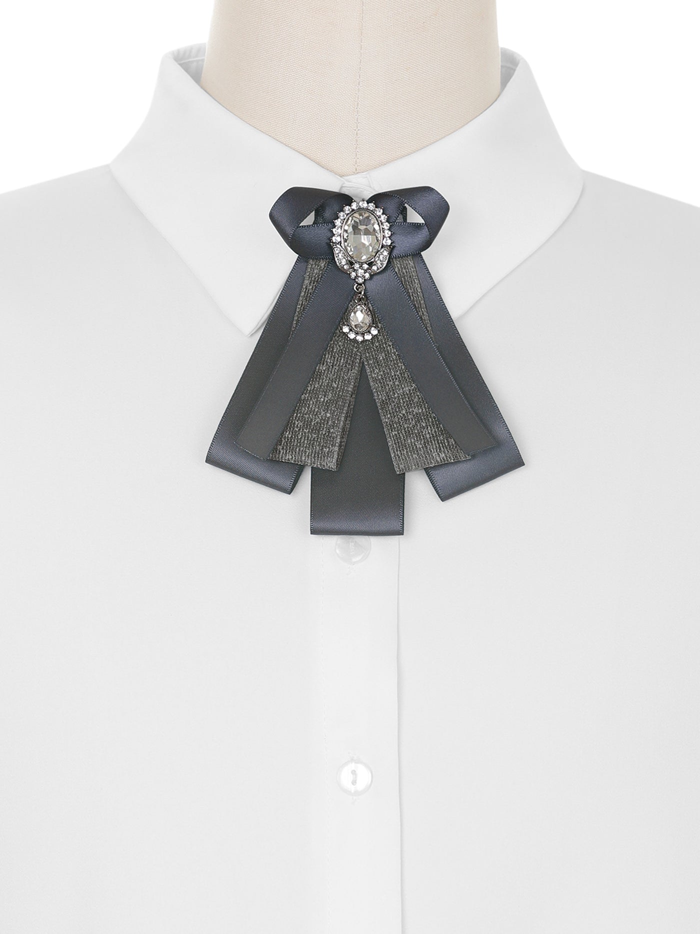 Bublédon Rhinestoneand Pearl Ribbon Neck Accessories Bow Tie