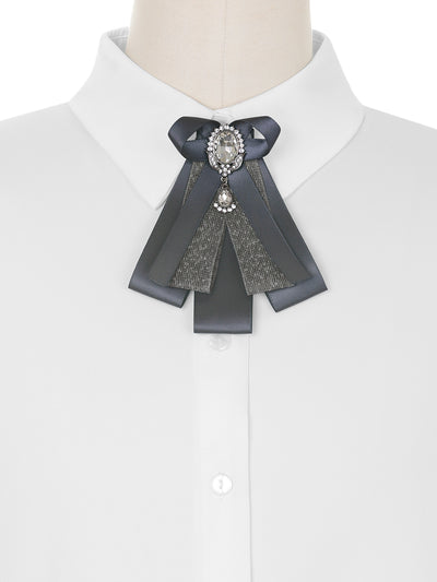 Rhinestoneand Pearl Ribbon Neck Accessories Bow Tie