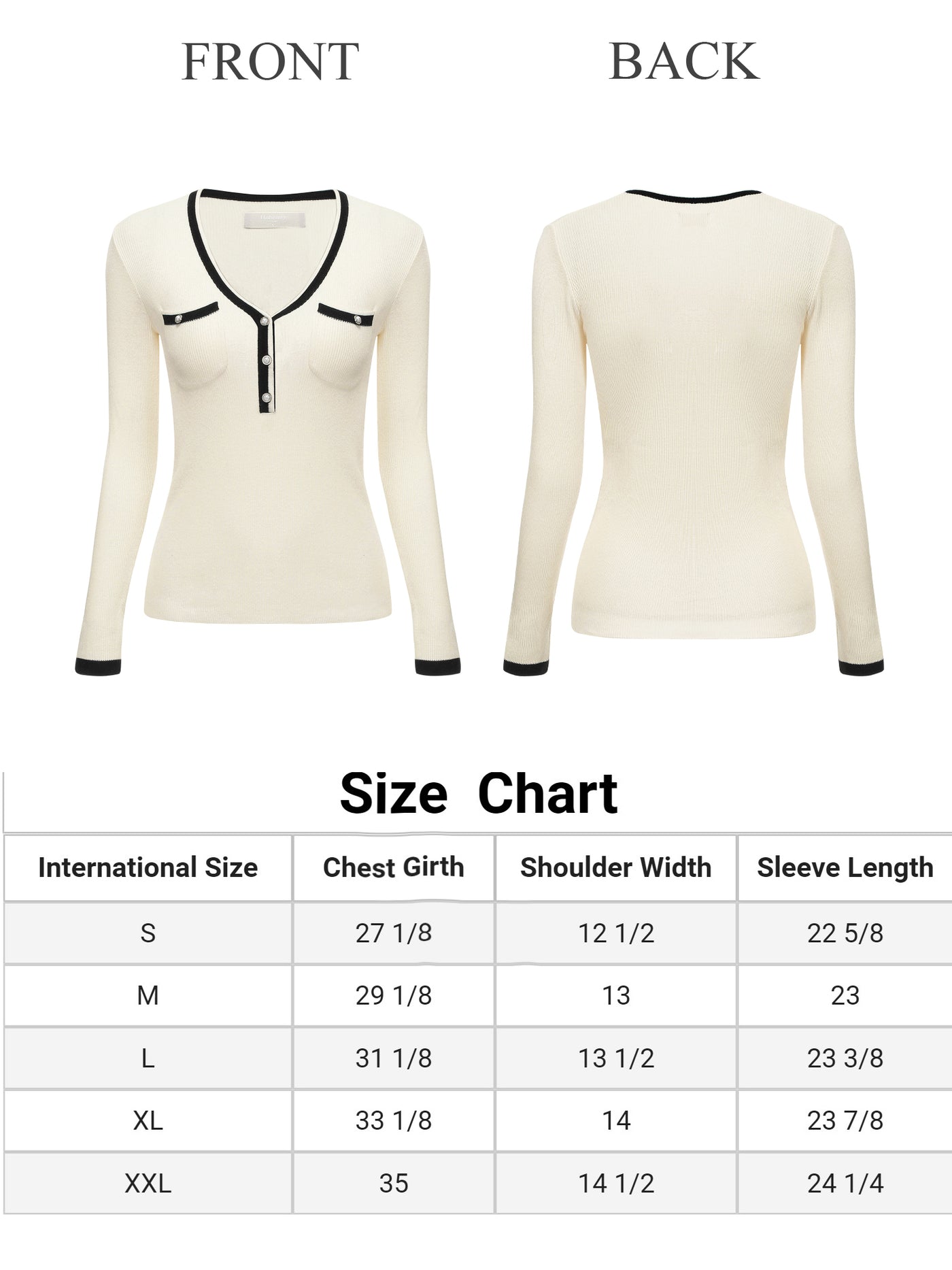 Bublédon Women's Knit Top V Neck Contrast Color Long Sleeve Fitted Ribbed Tops